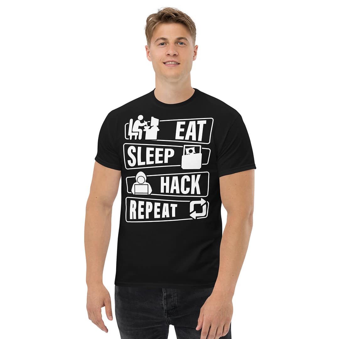 Camiseta Eat Sleep Hack Repeat Oscura - Imagen 3